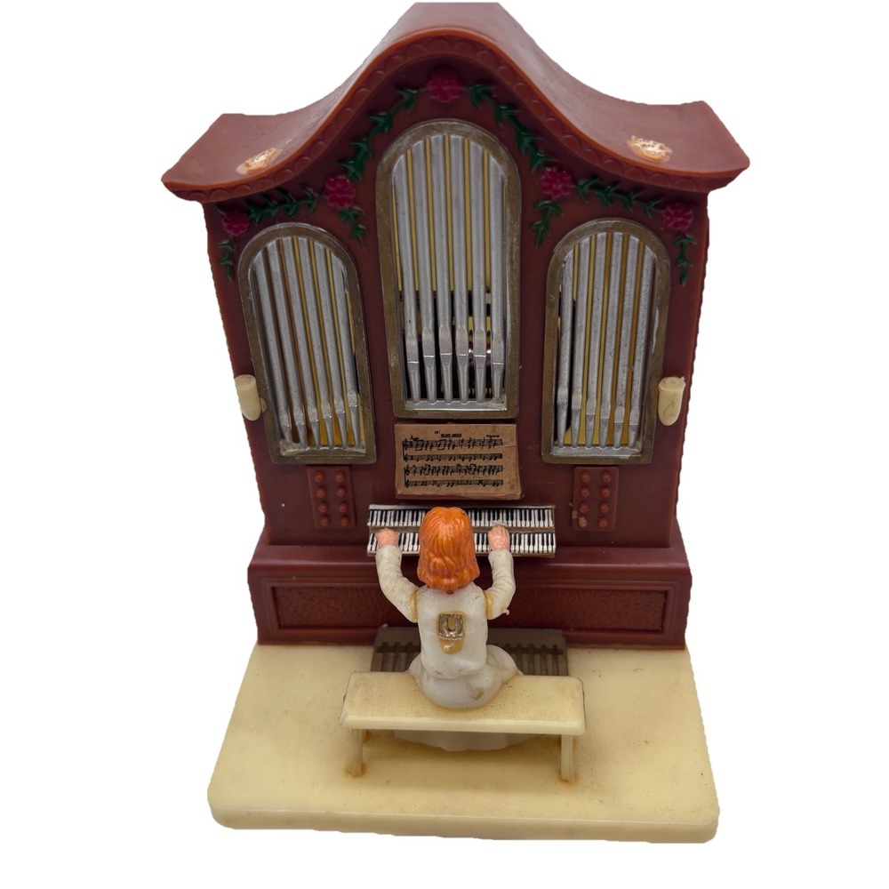 Vintage Angel Playing‎ Piano Organ Music Box Hong Kong Silent Night Tested